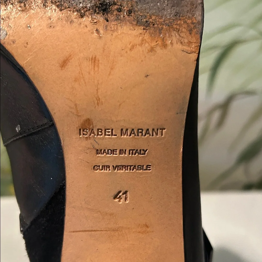 Isabel Marant Black Dickey Suede and Leather Triple Buckle Ankle Booties